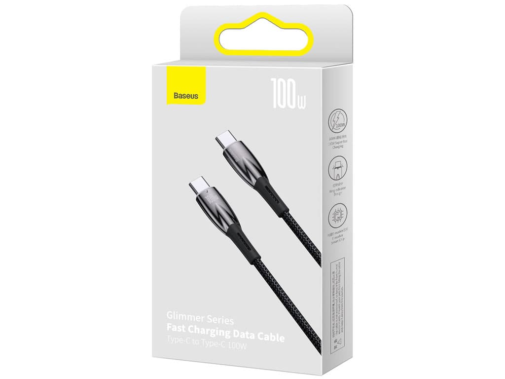 کابل سوپر فست شارژ دو سر تایپ سی 100 وات یک متری بیسوس Baseus Glimmer Type-C To Type-C Fast Charging Data Cable CADH000701 — تصویر ۷