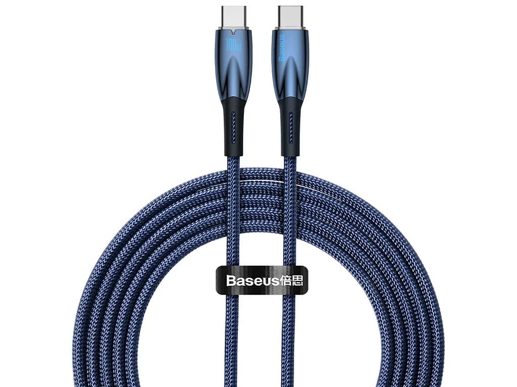 کابل سوپر فست شارژ دو سر تایپ سی 100 وات یک متری بیسوس Baseus Glimmer Type-C To Type-C Fast Charging Data Cable CADH000701 — تصویر ۳
