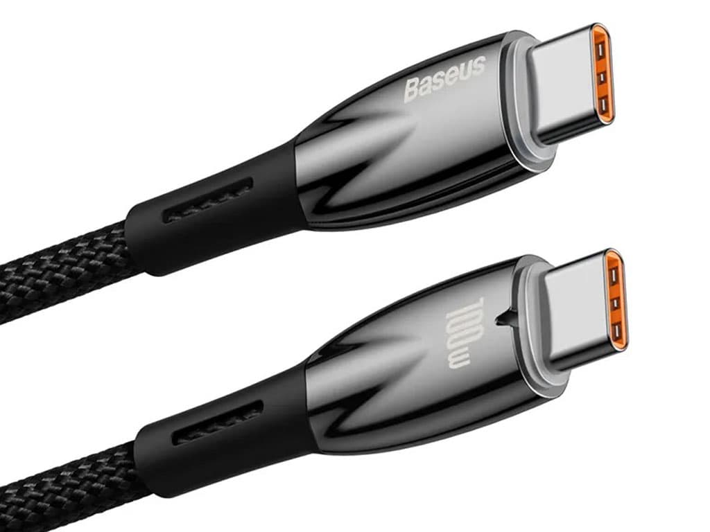 کابل سوپر فست شارژ دو سر تایپ سی 100 وات یک متری بیسوس Baseus Glimmer Type-C To Type-C Fast Charging Data Cable CADH000701 — تصویر ۵