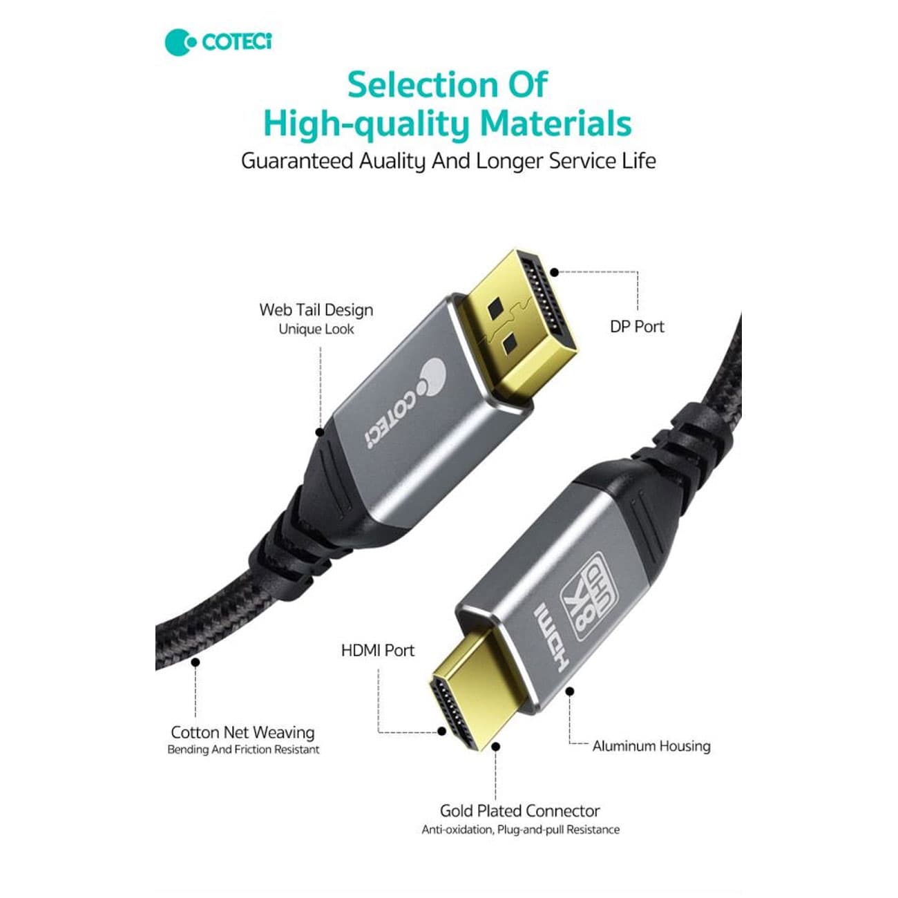 کابل دیسپلی به hdmi یک متری کوتسی 87406 — تصویر ۶