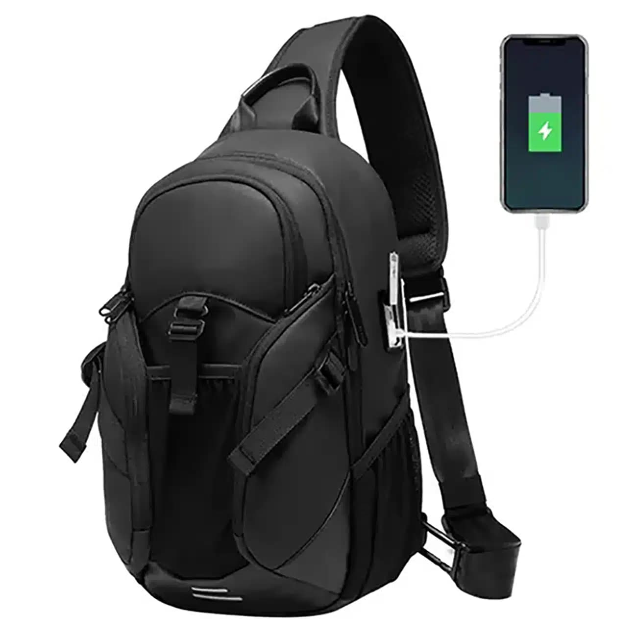 کیف کراس بادی مردانه بنج اصل Bange BG-77120 ضد آب USB دار — تصویر ۹
