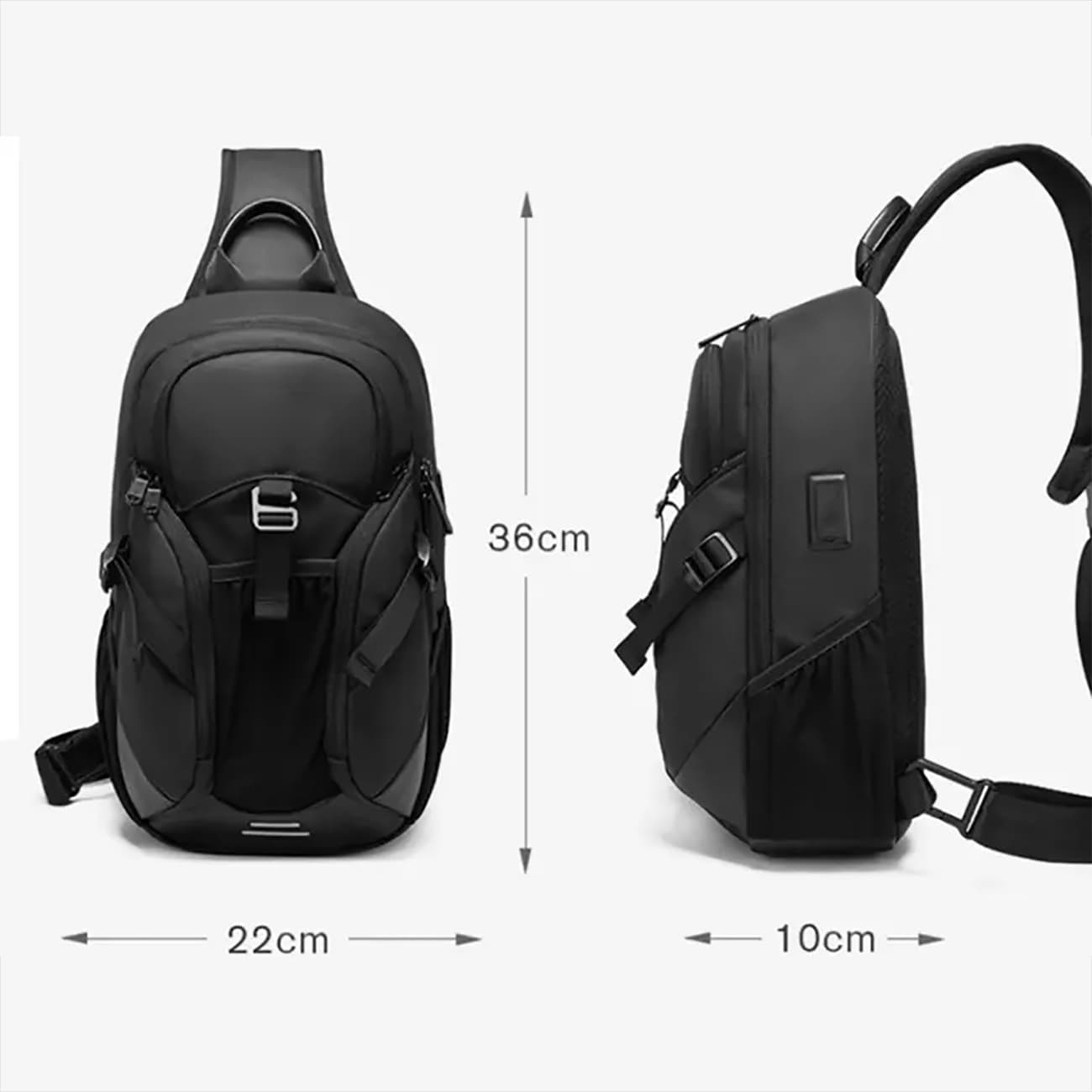 کیف کراس بادی مردانه بنج اصل Bange BG-77120 ضد آب USB دار — تصویر ۳