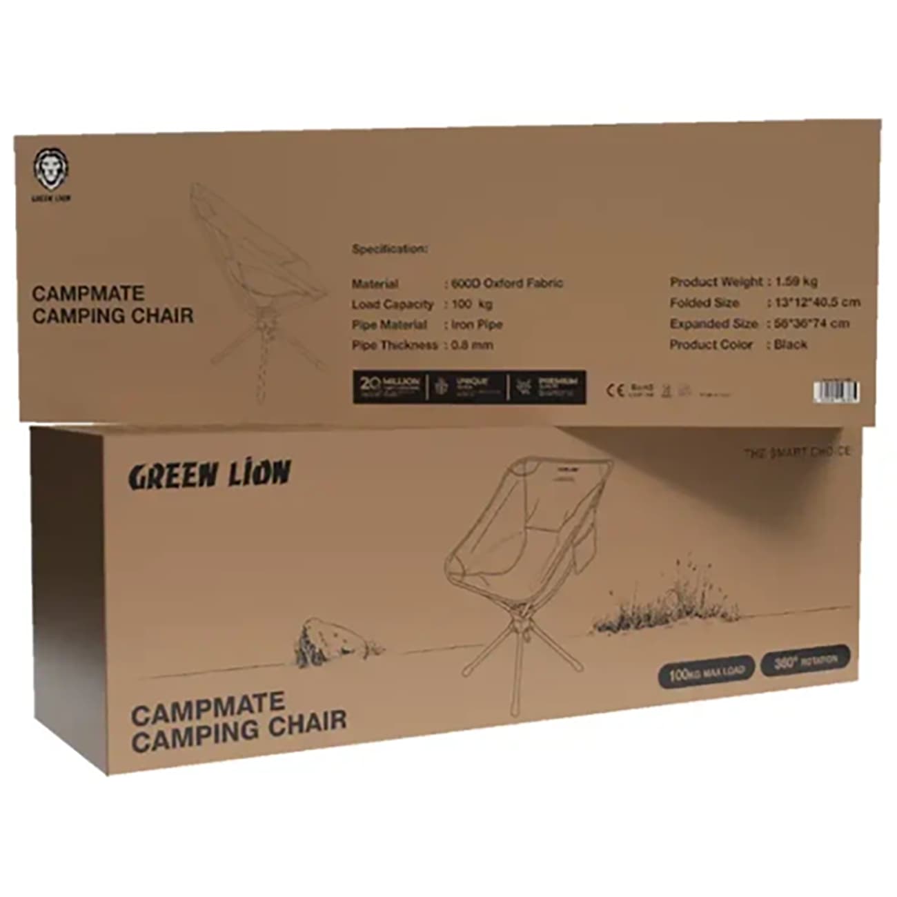 صندلی سفر و کمپینگ گرین لاین Green Lion مدل GNCMPMTCC تاشو — تصویر ۵