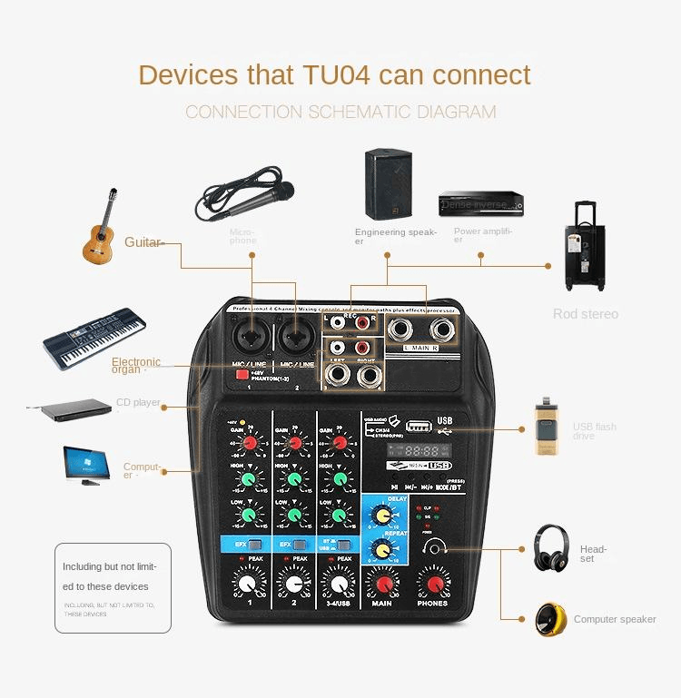 کارت میکسر صدا 4 کاناله مدل Mixing Console — تصویر ۲