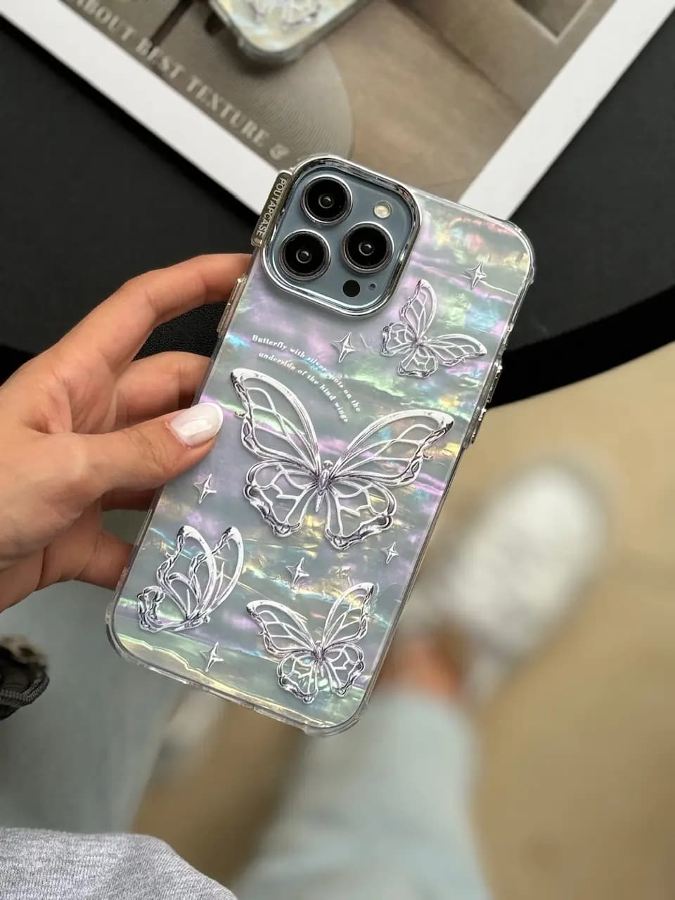 قاب PoutapCase Butterfly یخی هولوگرامی (کدC1618)