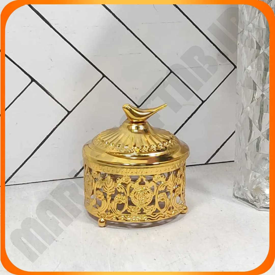 قندان گرد طلایی رز خاتم