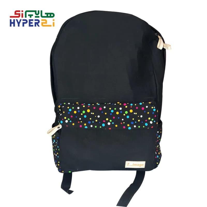 کوله پشتی دانش آموزی زیماژ کد K017 مشکی خالدار رنگی