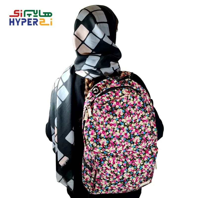 کوله پشتی دخترانه زیماژ کد K02 طرح گل دار — تصویر ۲