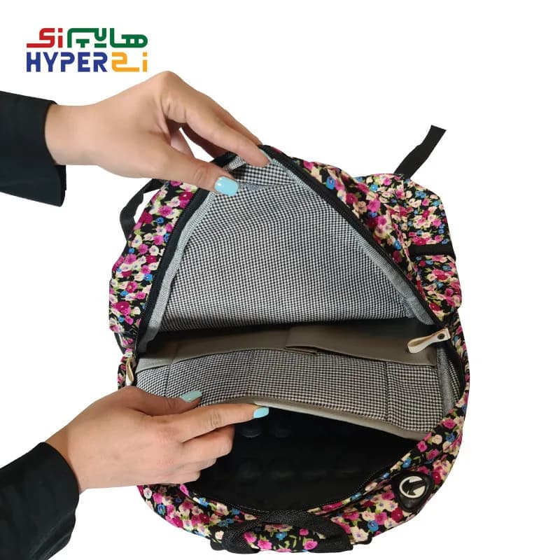 کوله پشتی دخترانه زیماژ کد K02 طرح گل دار — تصویر ۴
