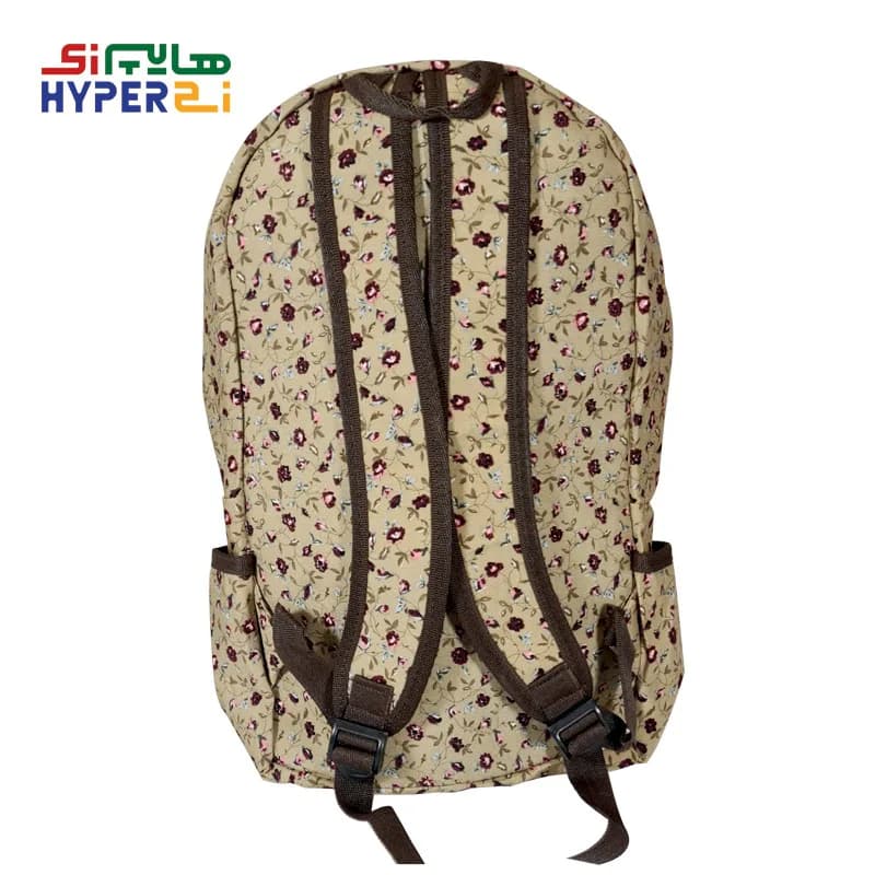 کوله پشتی مدرسه زیماژ کد K08 طرح خاکی گل دار — تصویر ۴