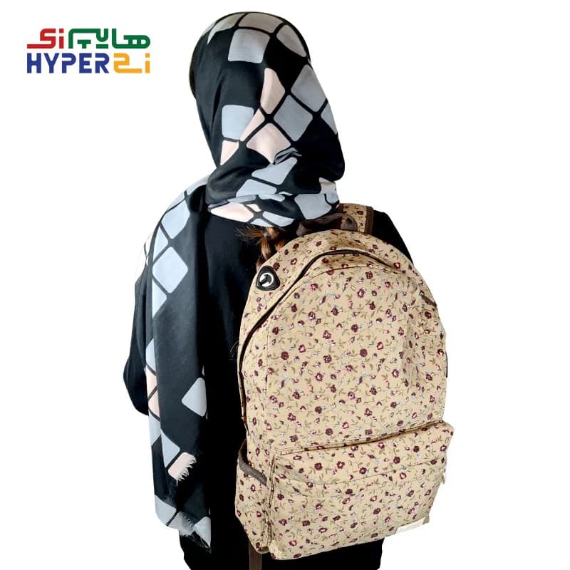 کوله پشتی مدرسه زیماژ کد K08 طرح خاکی گل دار — تصویر ۲