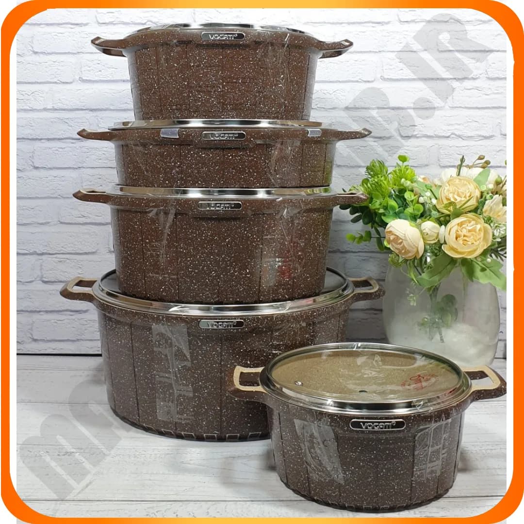 سرویس قابلمه 10 پارچه VER-3SET گرانیت قهوه ای ووگاتی