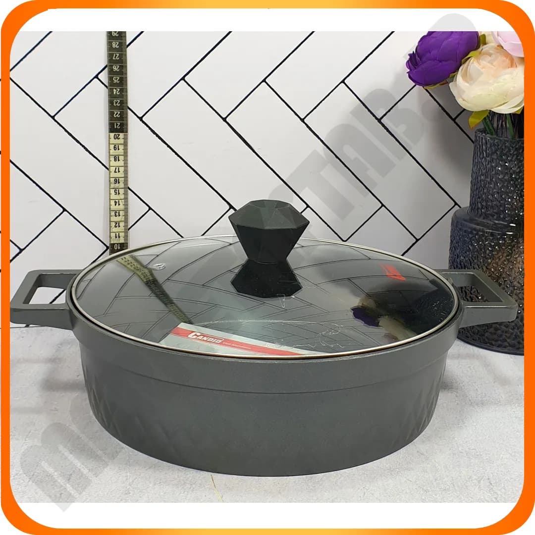 M تابه دو دسته 28 تیتانیوم مشکی نقره ای در پلو پزی اونیکس کاندید