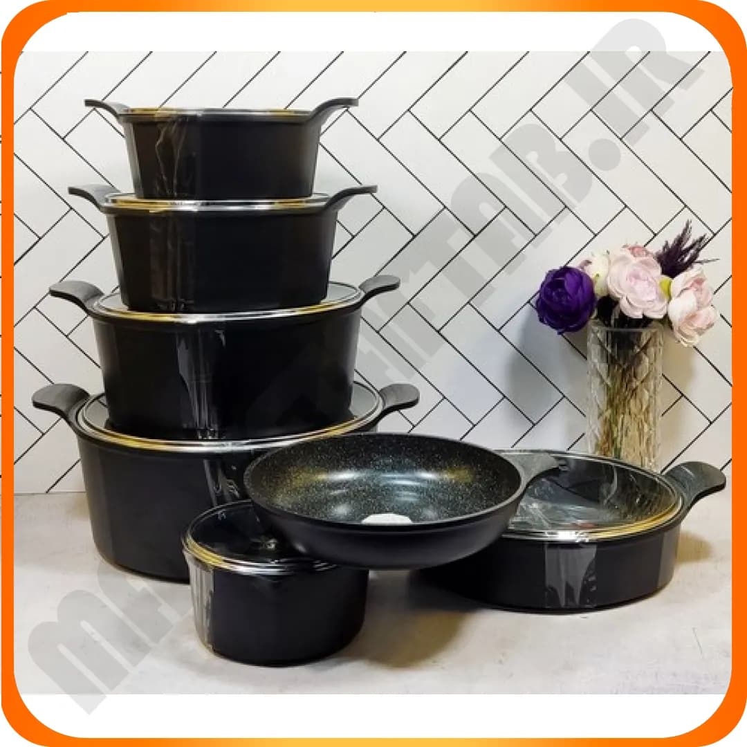سرویس 16 پارچه اسکار D بایو گرانیت مشکی_ مشکی در T کاندید