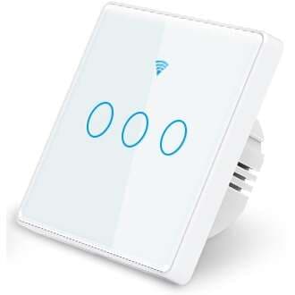 کلید سه پل هوشمند لمسی با قابلیت کنترل از طریق WiFi و ریموت 433MHz – قاب سفید