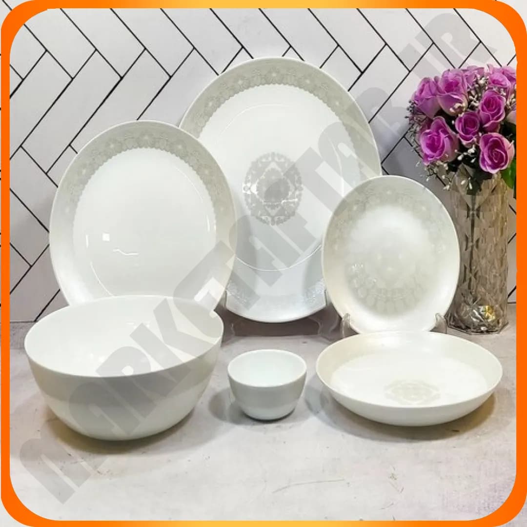 سرویس 26 پارچه گرد کلاسیک پرسون خاکستری آرکوپال دینو