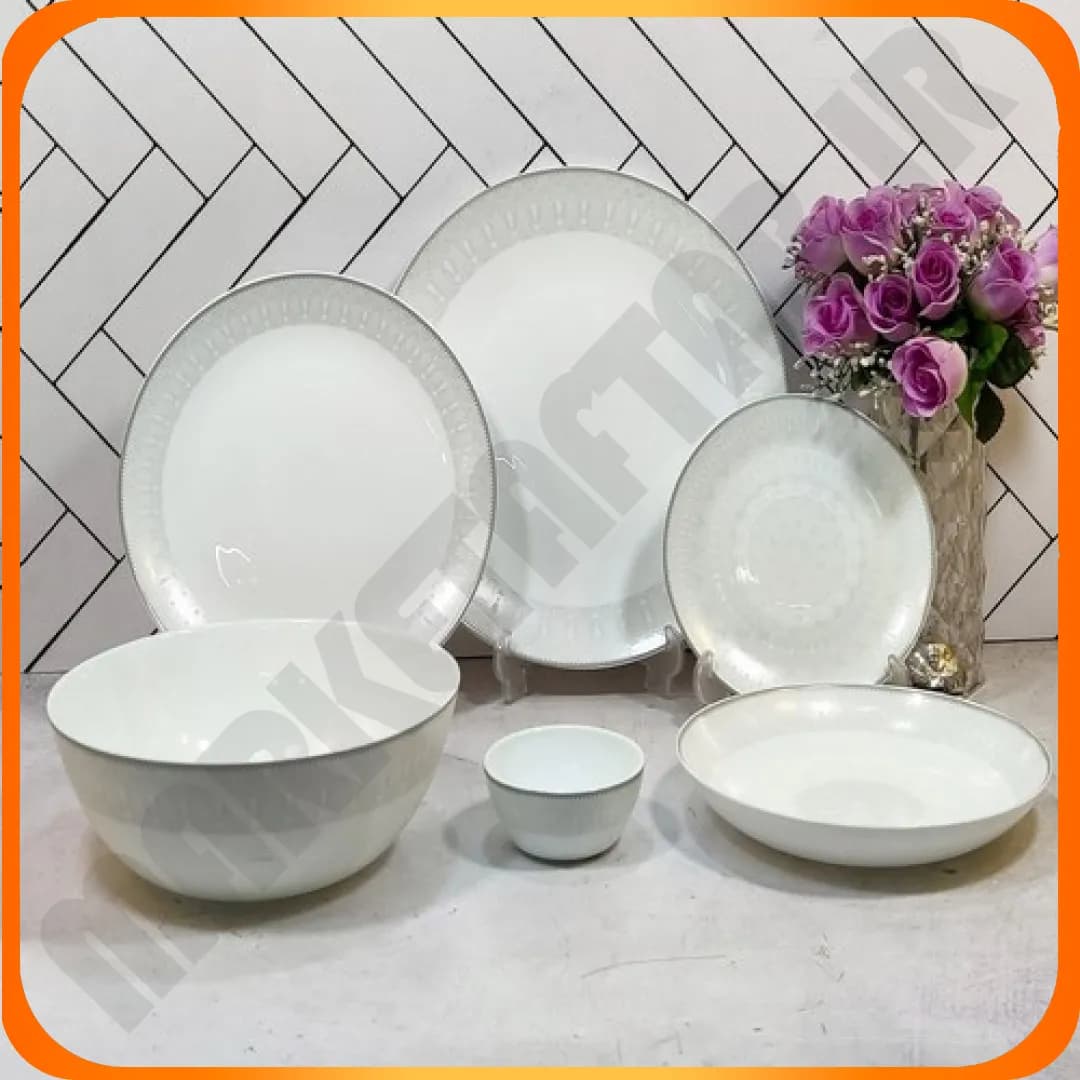 سرویس 26 پارچه گرد کلاسیک آدنا خاکستری آرکوپال دینو