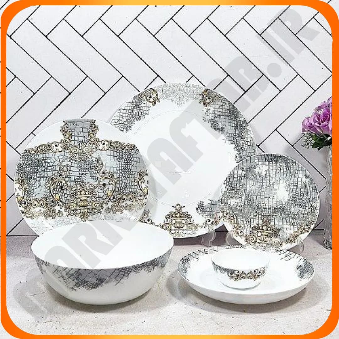 سرویس 26 پارچه گرد کلاسیک مینل خاکستری آرکوپال دینو