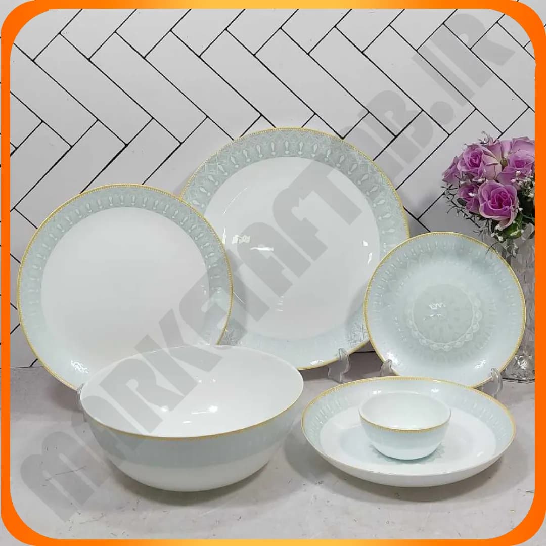 سرویس 26 پارچه گرد کلاسیک آدنا فیروزه ای آرکوپال دینو