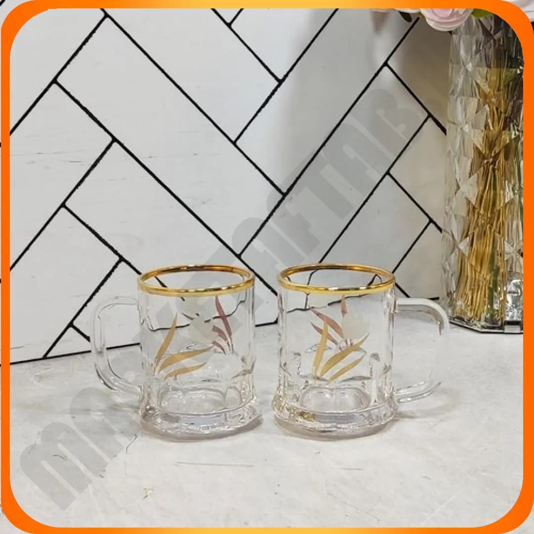 KTZB119 فنجان عینکی لب طلا گل لاله بلینک مکس