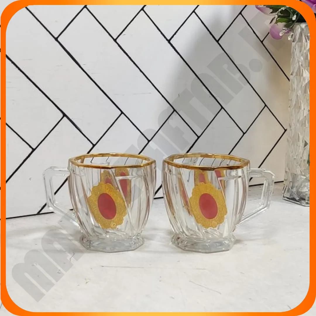483 فنجان اسکوئر HB لب طلا طرح زرشکی چین