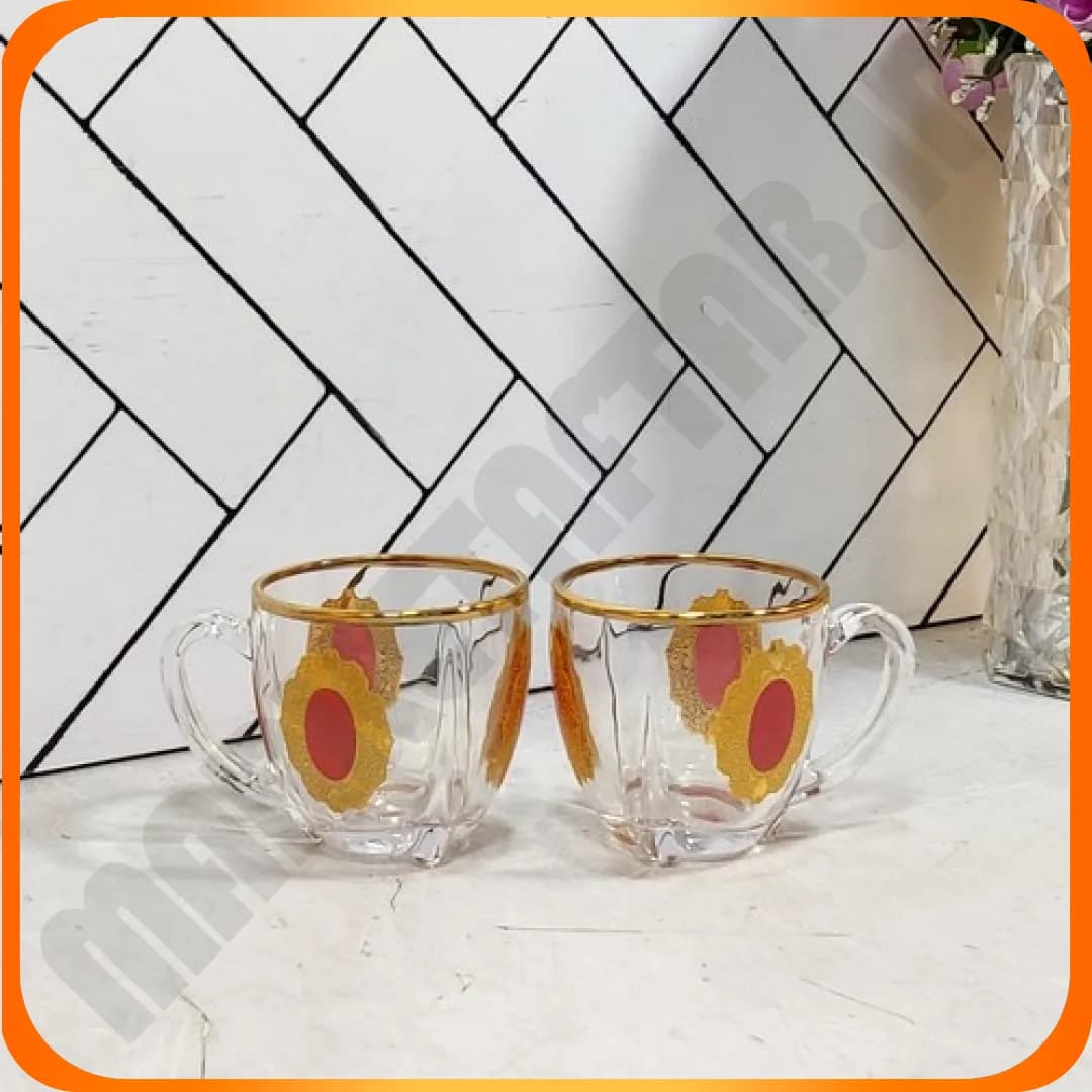KTZB126 فنجان سلتیک لب طلا طرح دار زرشکی بلینک مکس — تصویر ۲
