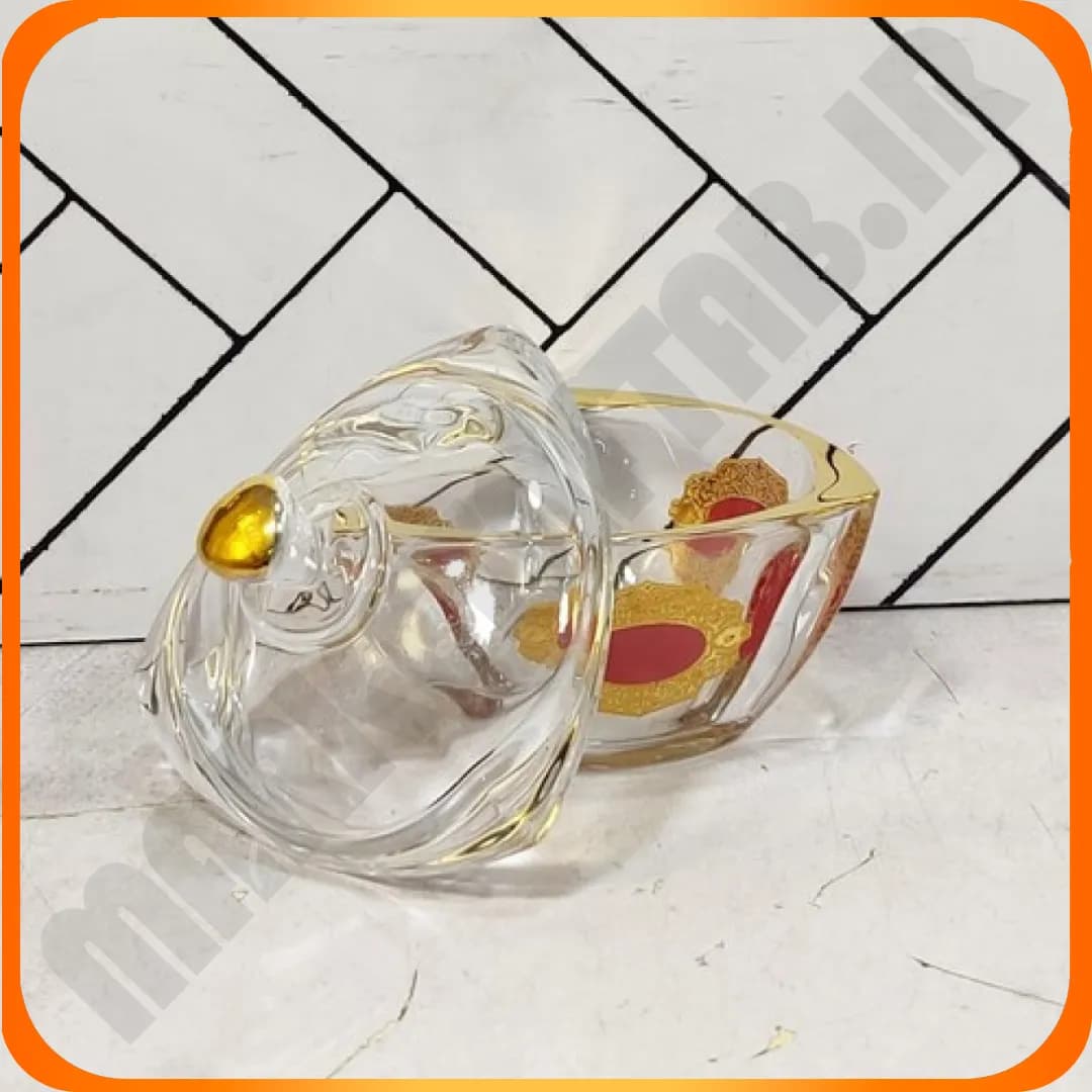 TP-GW00505VEN قندان لب طلا طرح دار زرشکی ونا چین — تصویر ۳