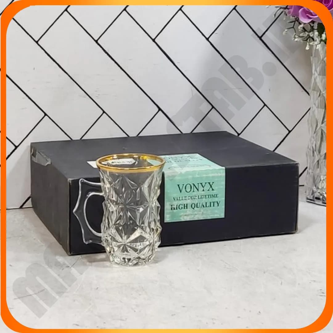 نیم لیوان دسته دار VX018 طرح آیس لب طلا ونیکس — تصویر ۲