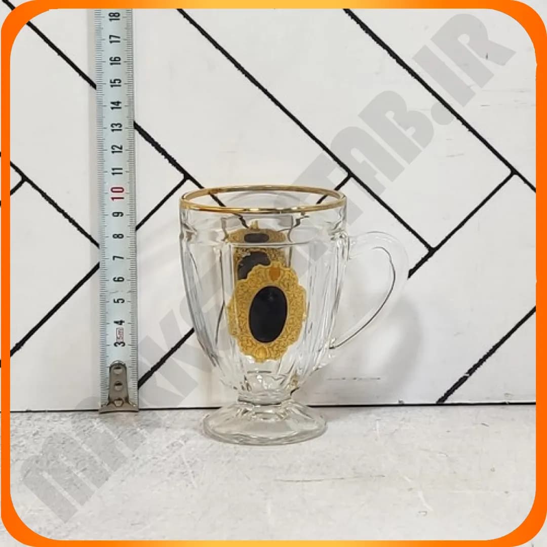 Z115607G نیم لیوان لب طلا طرح دار مشکی استیج چین — تصویر ۳