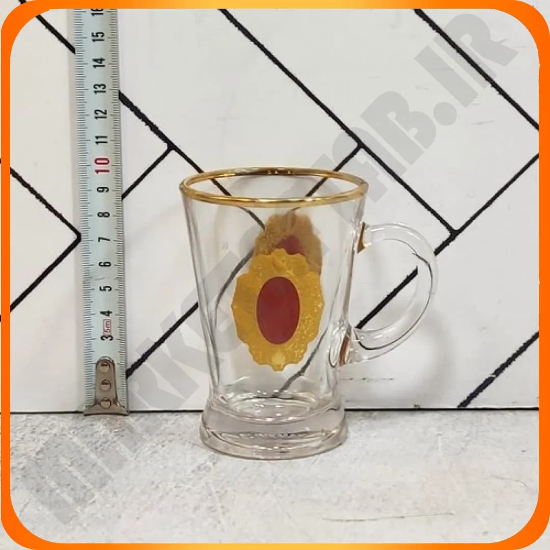 ماگ هابیلی لب طلا طرح دار زرشکی KTZB97 چین — تصویر ۳