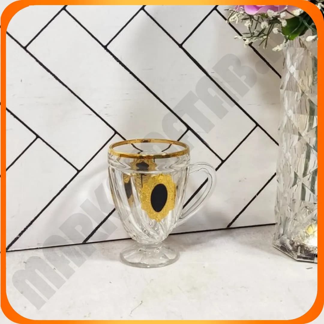 نیم لیوان تولیپ لب طلا طرح دار مشکی ZII5607I چین