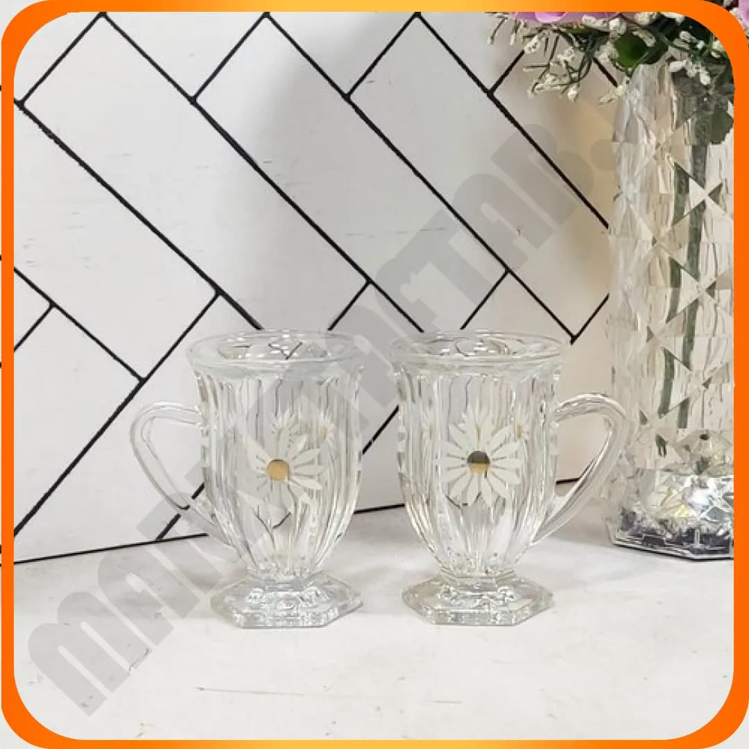 نیم لیوان پایه دار P94904H طرح بابونه سون