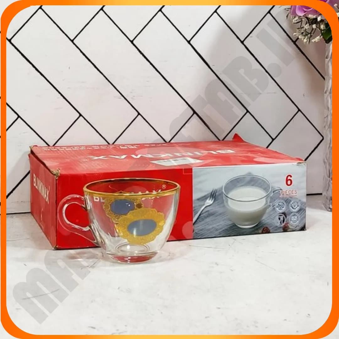 فنجان بیسیک لب طلا ktzb96 طرح دار آبی بلینک مکس — تصویر ۲