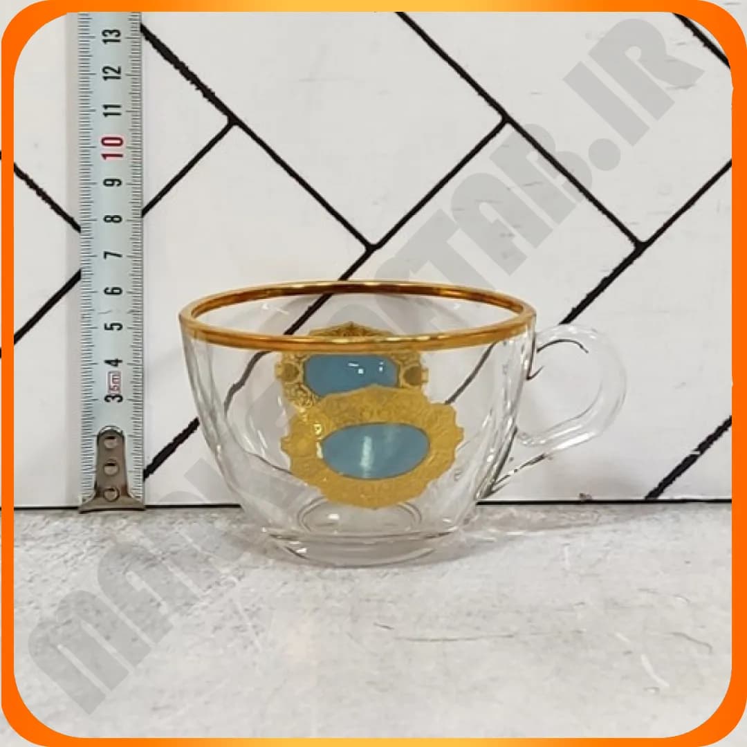 فنجان بیسیک لب طلا ktzb96 طرح دار آبی بلینک مکس — تصویر ۳