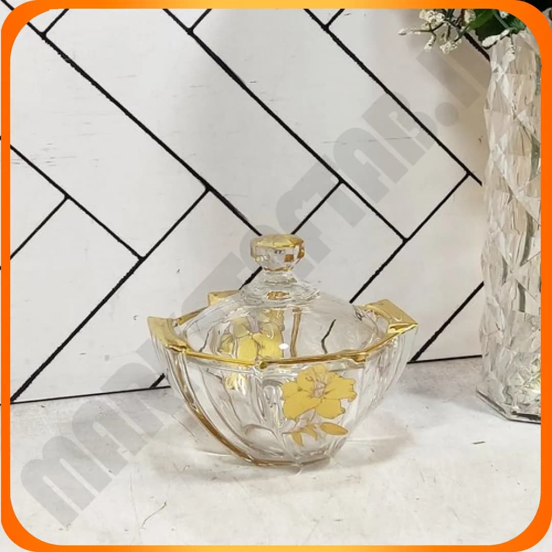 قندان استیج ZM5591GN لب طلا طرح لیلیوم چین