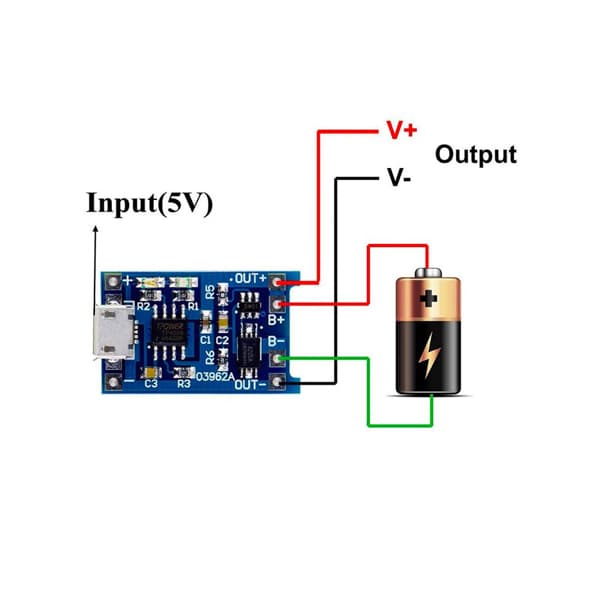 شارژر میکرو USB باتری های لیتیومی تکی به همراه محافظ (5V 1A ) — تصویر ۳
