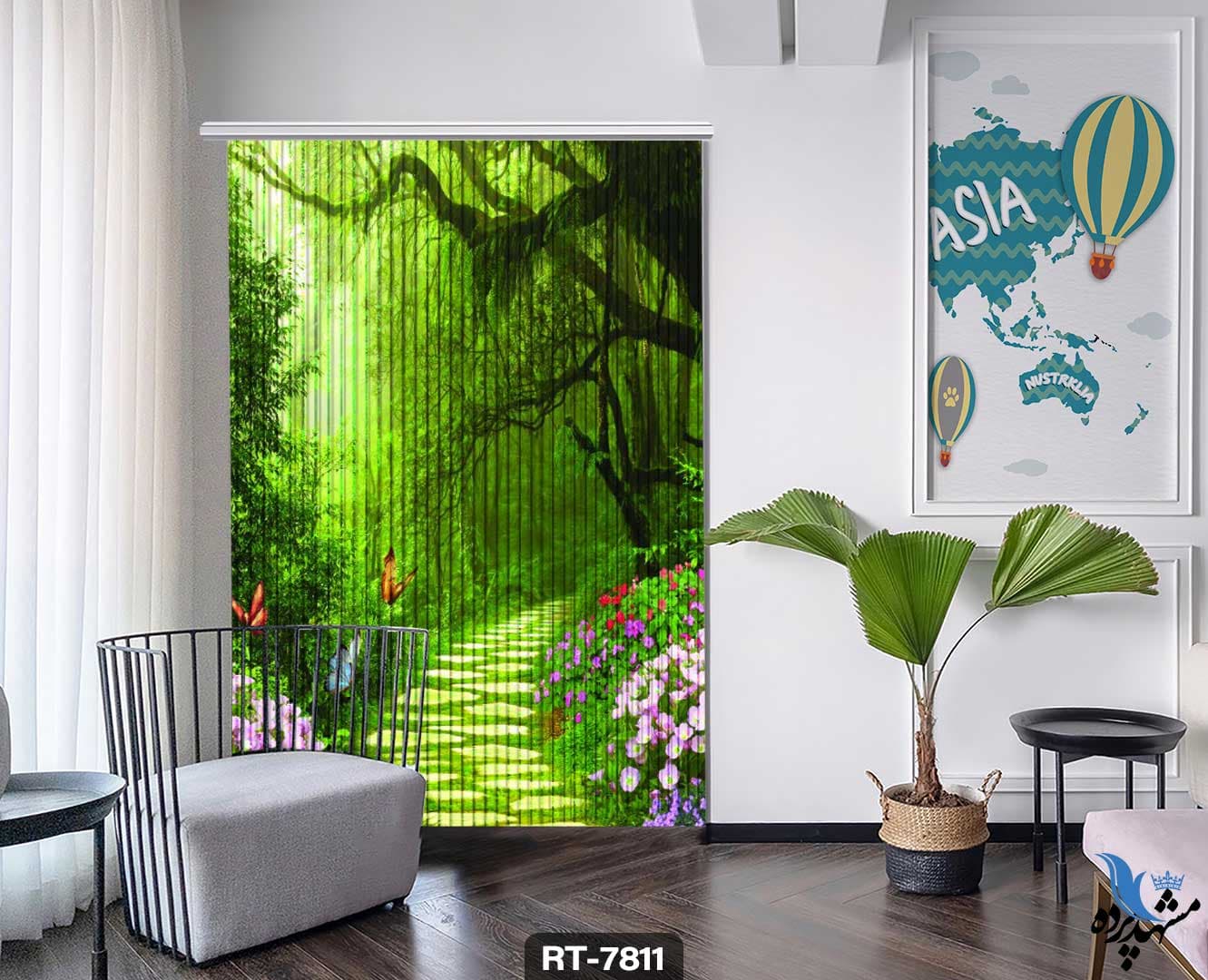 پرده شرشره تصویری طرح جنگل سر سبز RT7811