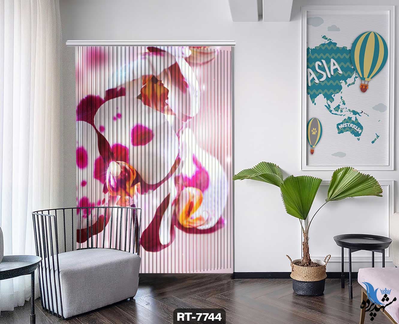 پرده شرشره تصویری طرح گل در طبیعت RT7744