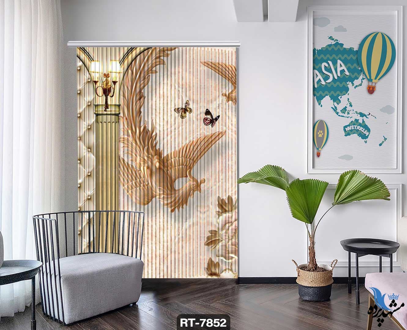 پرده شرشره تصویری طرح فانتزی سیمرغ RT7852