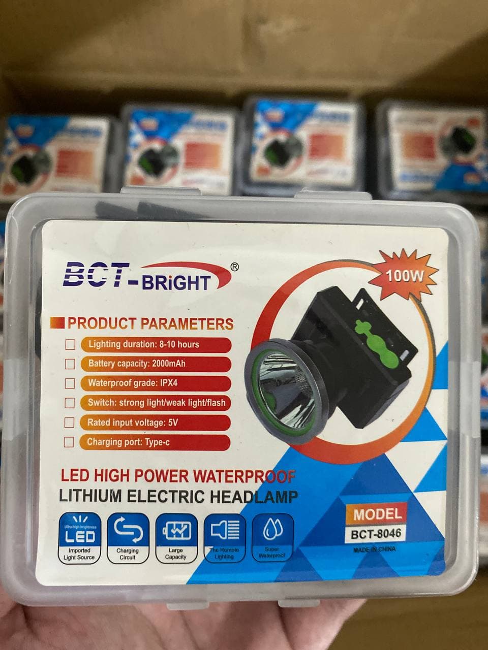 چراغ پیشانی شارژی ۱۰۰ وات BCT-BRIGHT مدل BCT-8046