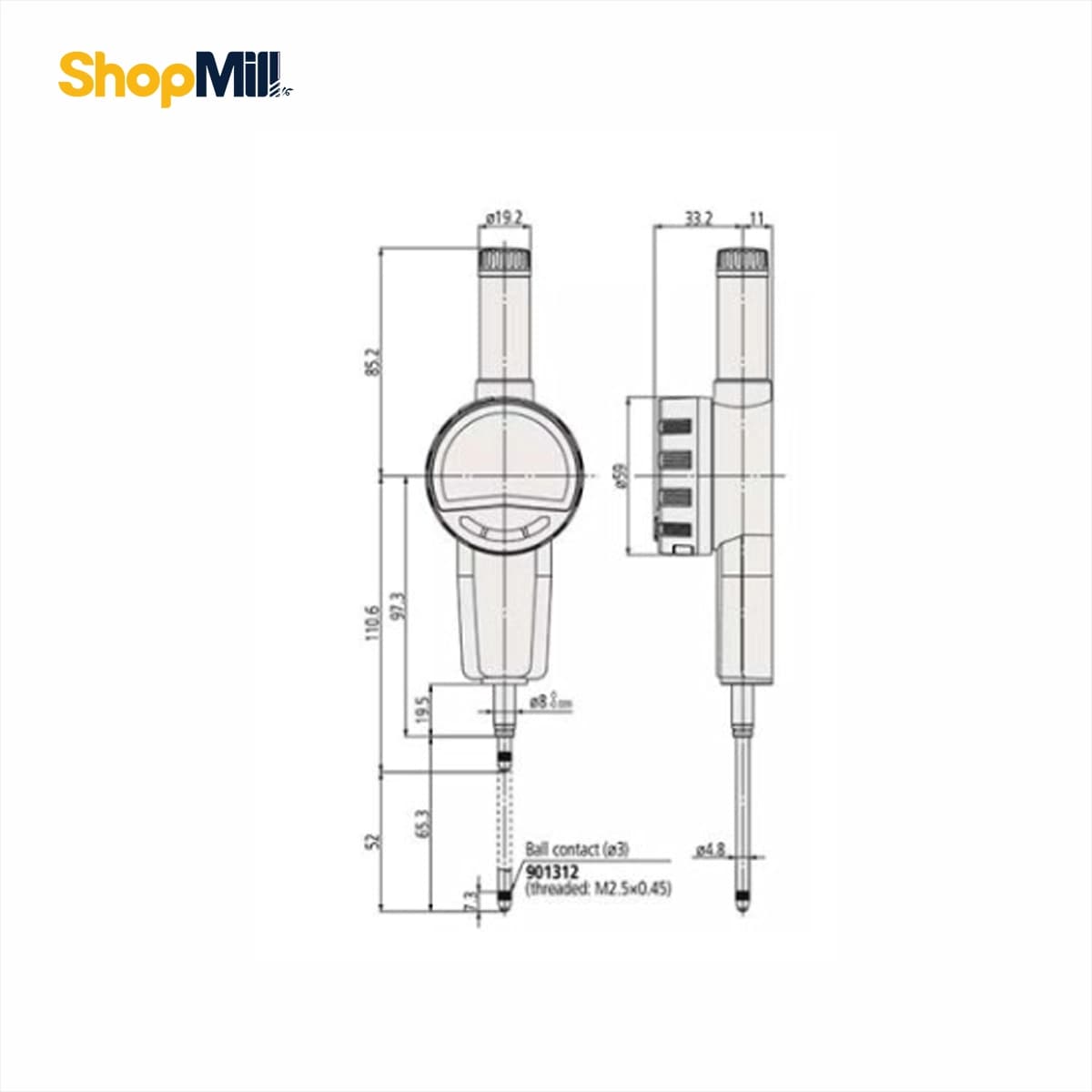 ساعت اندیکاتور میتوتویو (Mitutoyo) دیجیتال 50.8 میلیمتر مدل 735-543 — تصویر ۵