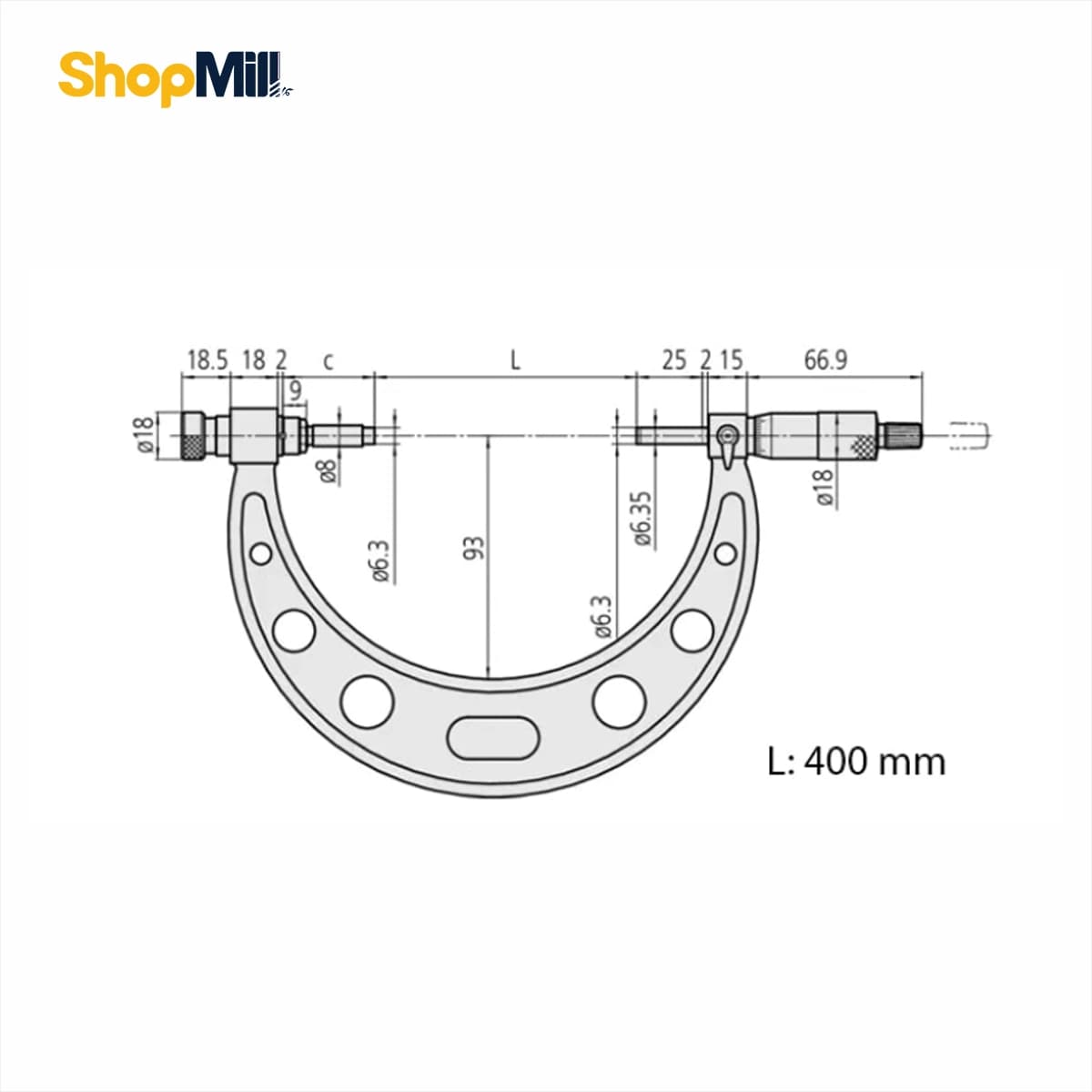میکرومتر ورنیه میتوتویو (Mitutoyo) 400-500 میلی‌متر مدل 143-104 — تصویر ۲