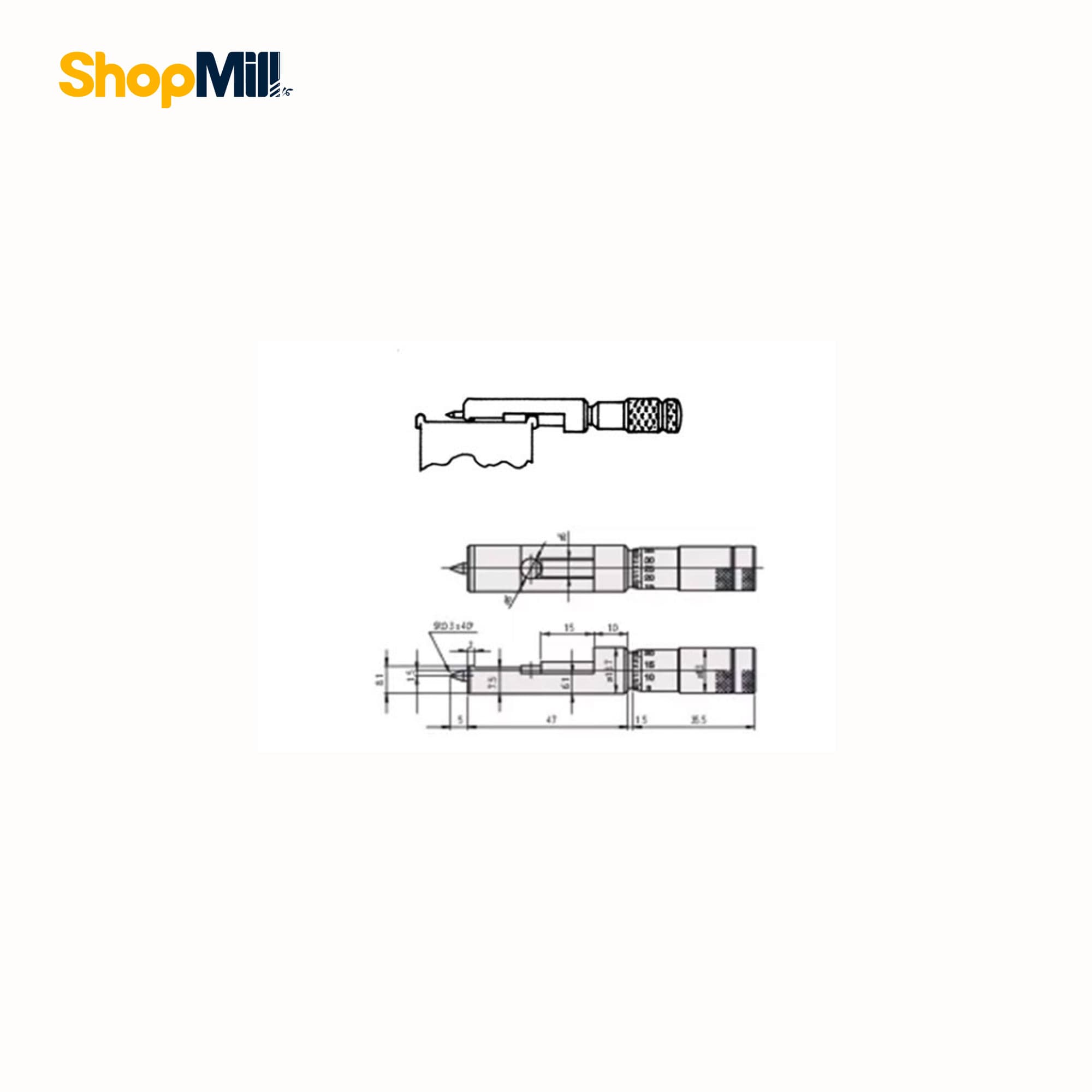 میکرومتر درب قوطی سوزنی میتوتویو (Mitutoyo) 0-13 میلی متر مدل 103-147 — تصویر ۲