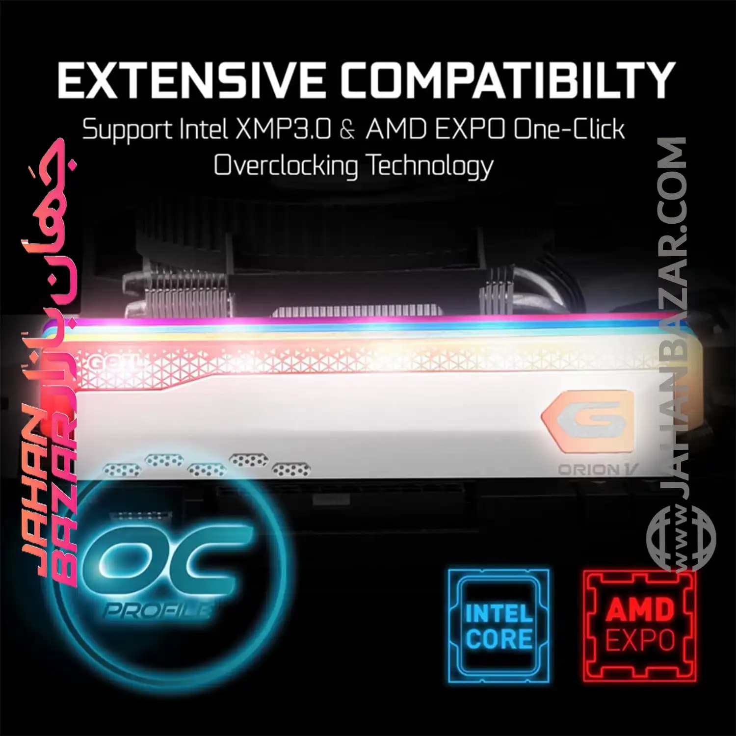 رم دسکتاپ جیل دو کاناله CL34 مدل DDR5 5200 MHz GEIL ORION V WHITE ظرفیت 32GB — تصویر ۶