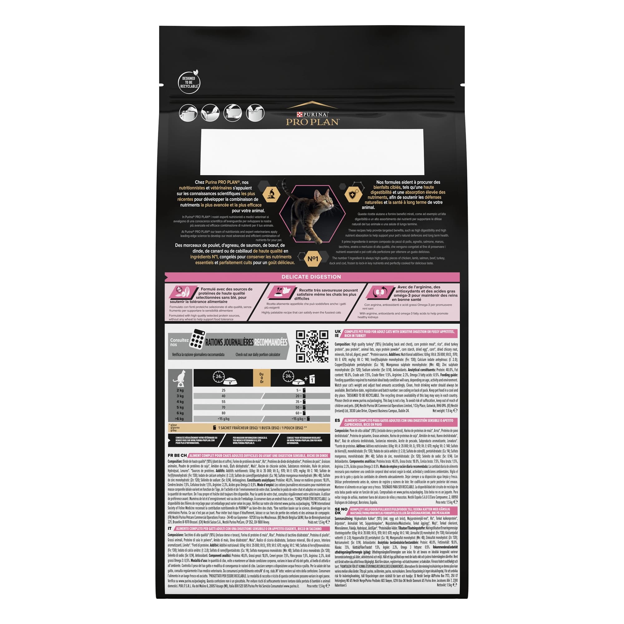 غذا خشک گربه بالغ پروپلن دلیکیت دایجستشن طعم بوقلمون وزن 1.5 کیلوگرم ProPlan Delicate Digestion — تصویر ۳