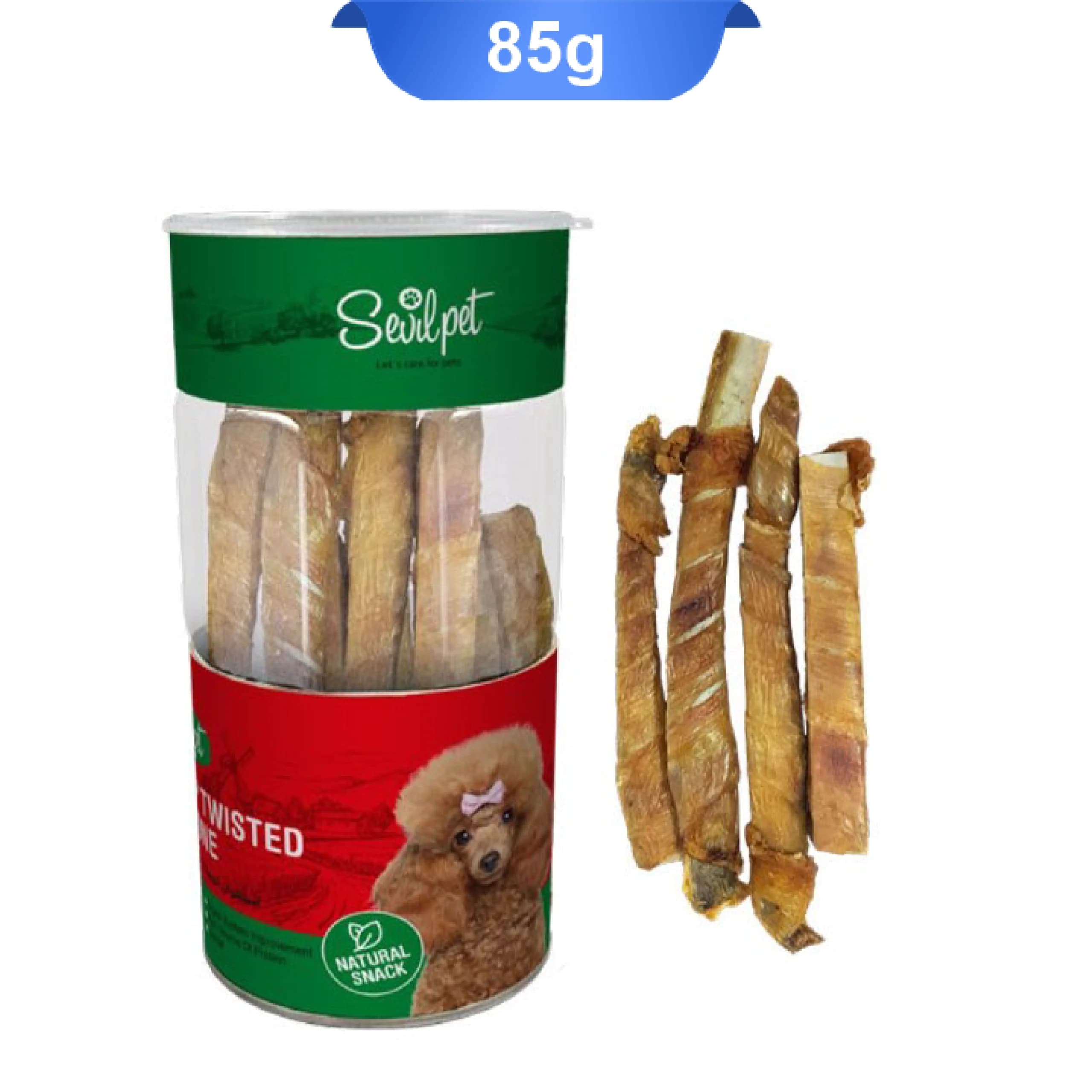 تشویقی سگ مدل استخوان کوچک با دورپیچ اسکالپ سویل پت وزن 100 گرم SevilPet Scalp Twisted