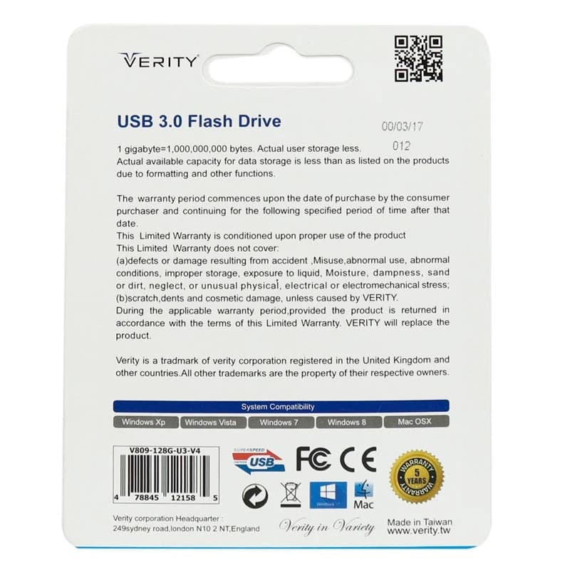 فلش 128 گیگ وریتی Verity V809 USB3.0 — تصویر ۵