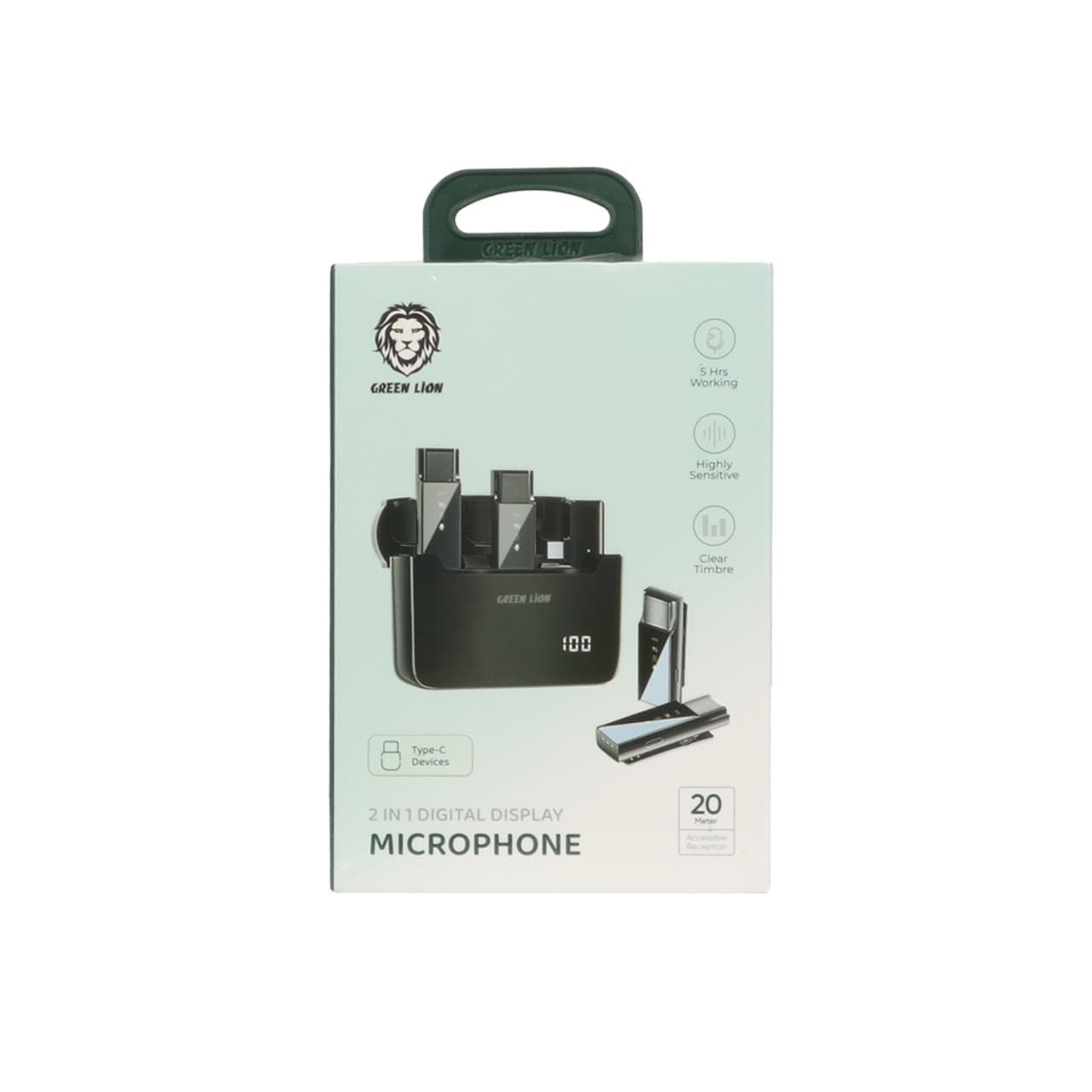 میکروفن یقهای گرین لاین Green Lion Type-C مدل GN2IN1DDNTCBK (دو میکروفون) — تصویر ۲