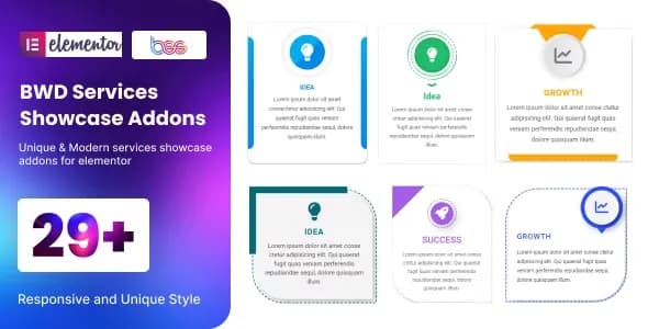 دانلود افزونه وردپرس ادآن BWD services showcase برای المنتور