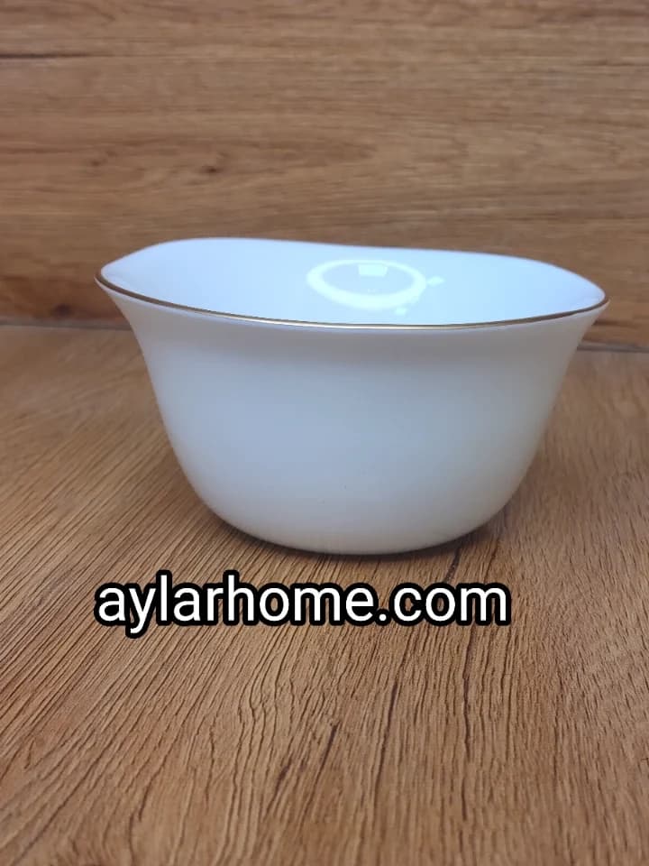 کاسه سوپ خوری مربعی شکل لب طلا — تصویر ۳